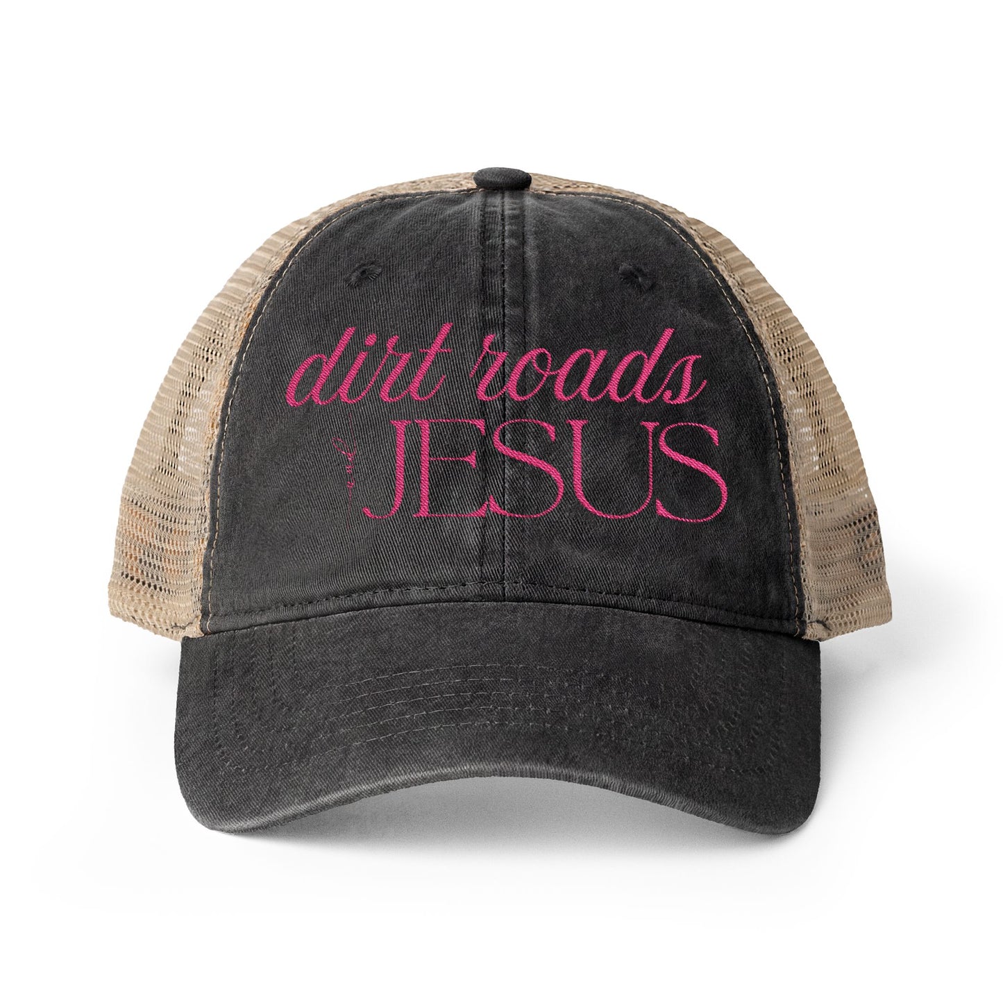 Embroidered Dirt Roads and Jesus Hat (Hot Pink)