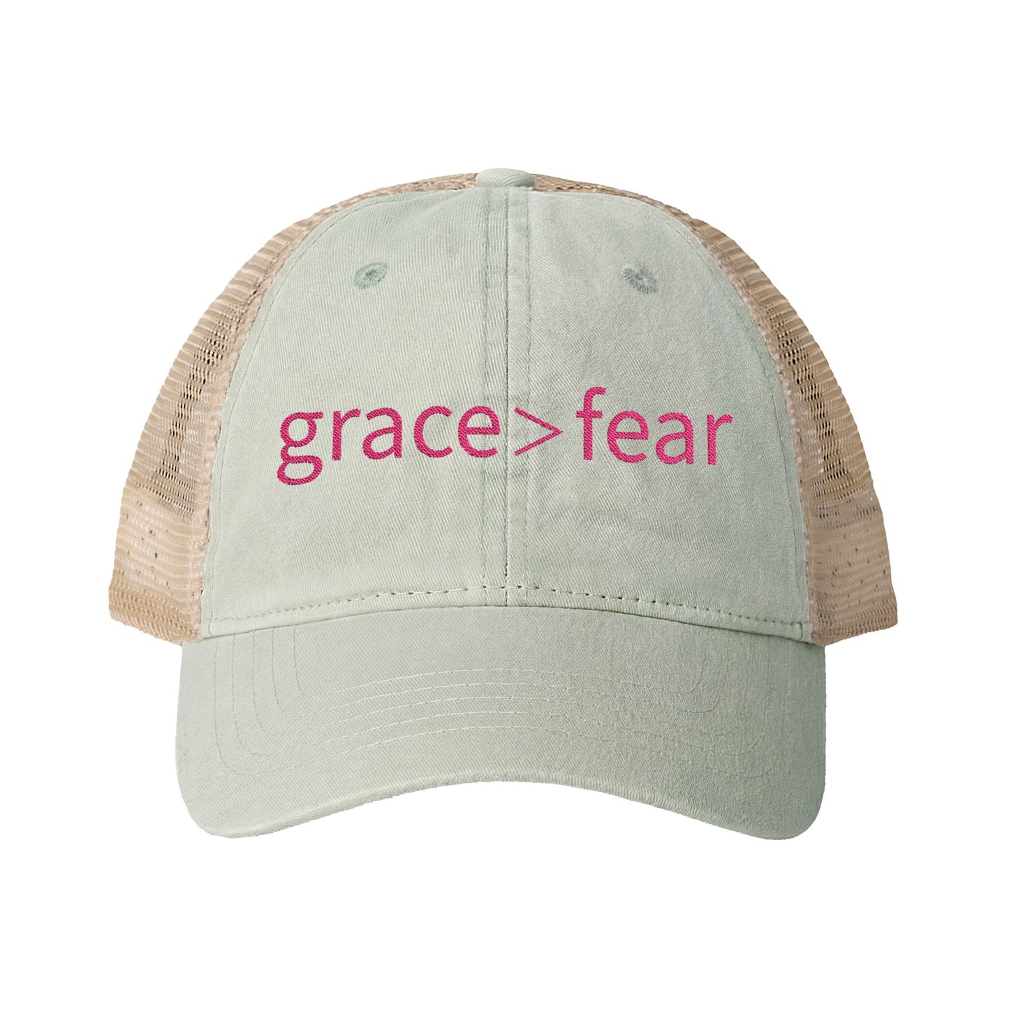 Embroidered Grace is greater than Fear Hat (Hot Pink)