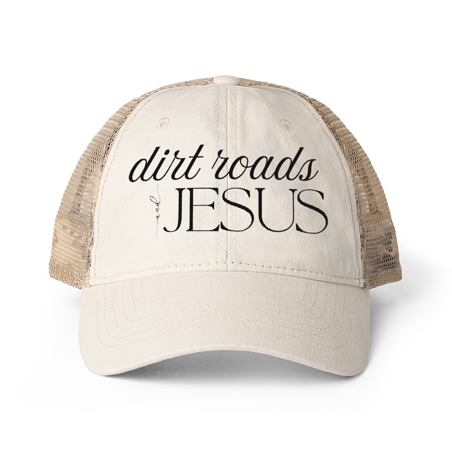 Embroidered Dirt Roads and Jesus Hat (black)