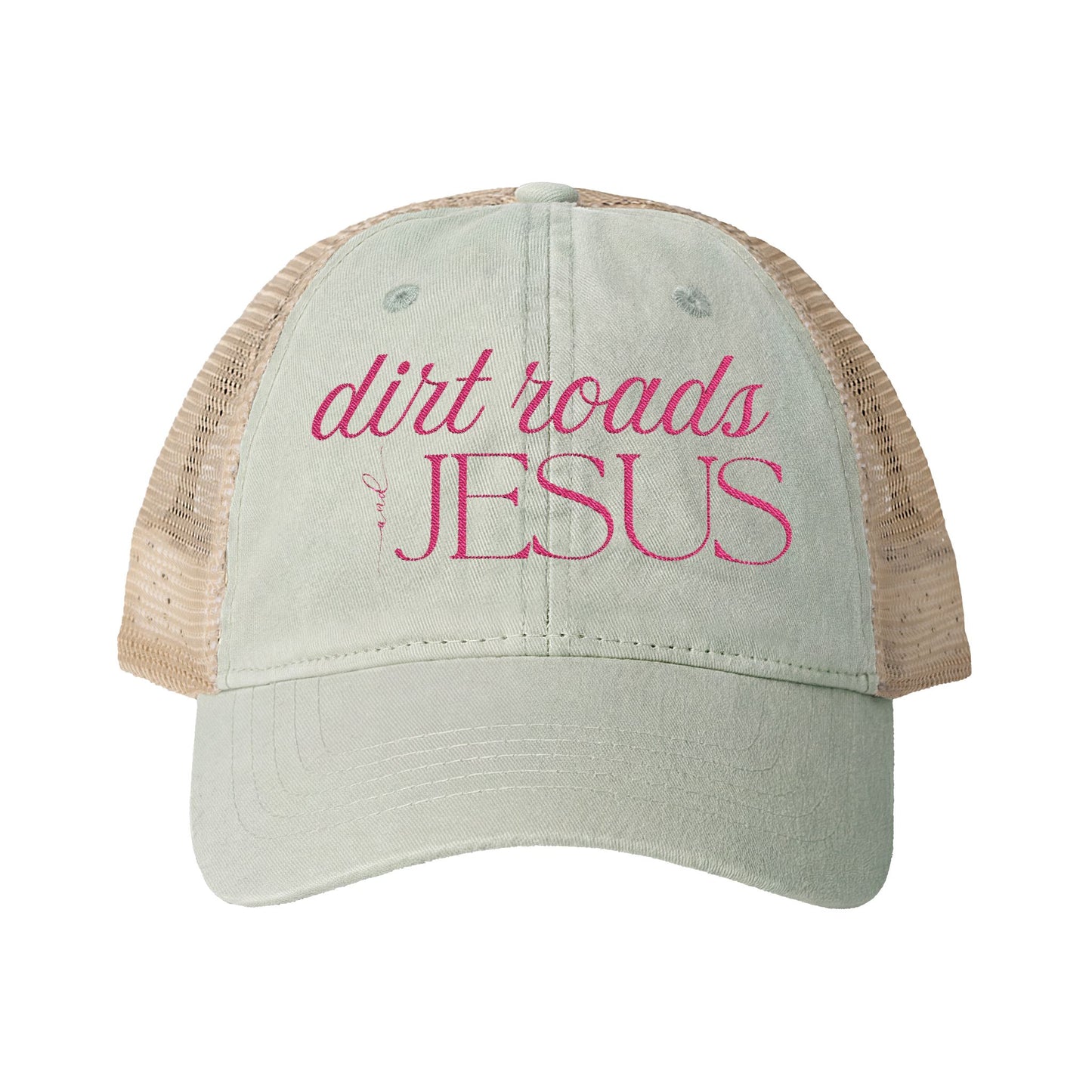 Embroidered Dirt Roads and Jesus Hat (Hot Pink)