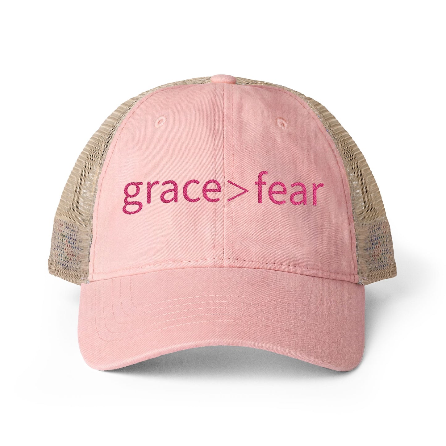 Embroidered Grace is greater than Fear Hat (Hot Pink)