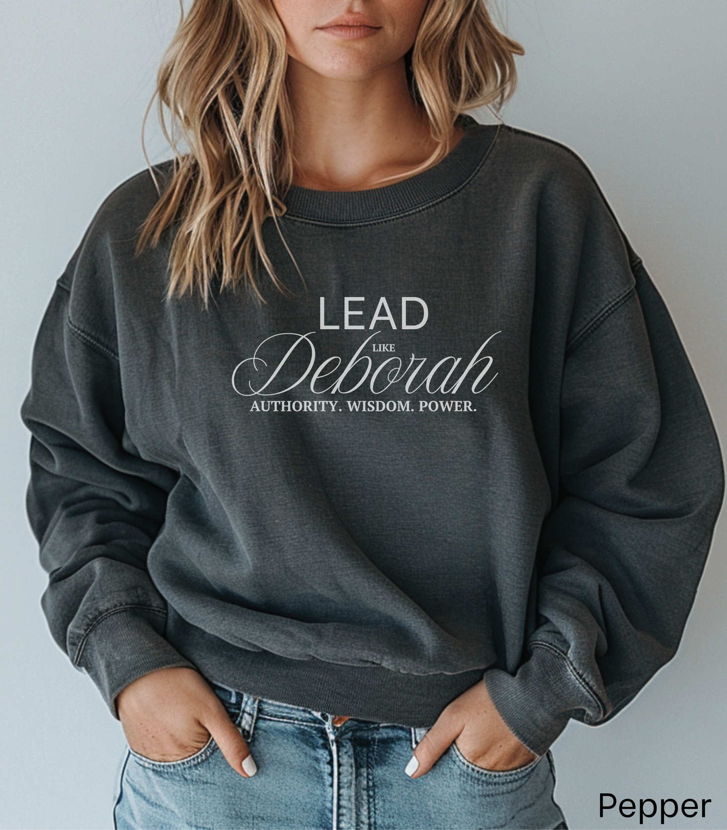 Lead Like Deborah – Authority. Wisdom. Power. Crewneck Sweatshirt