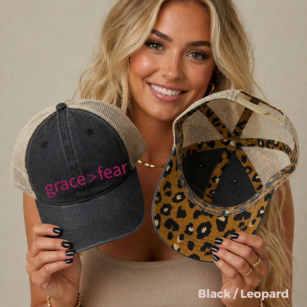 Embroidered Grace is greater than Fear Hat (Hot Pink)