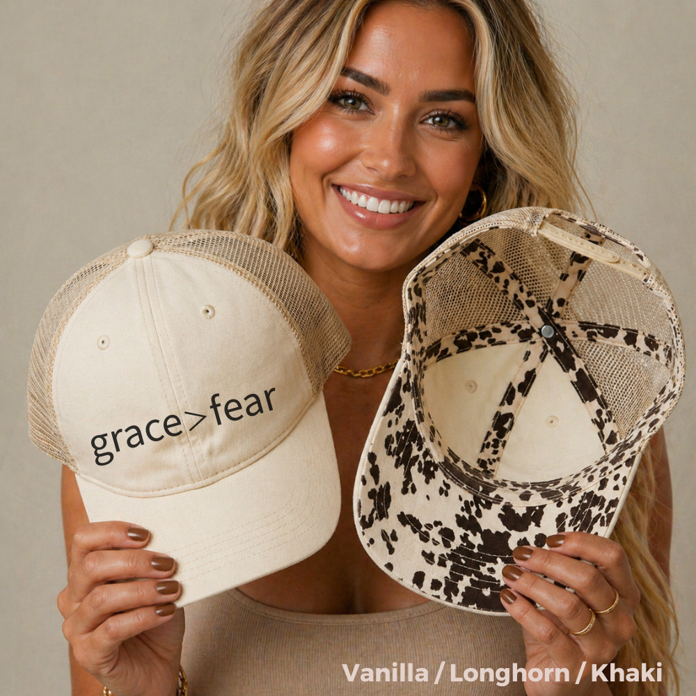 Embroidered Grace is greater than Fear Hat (black)
