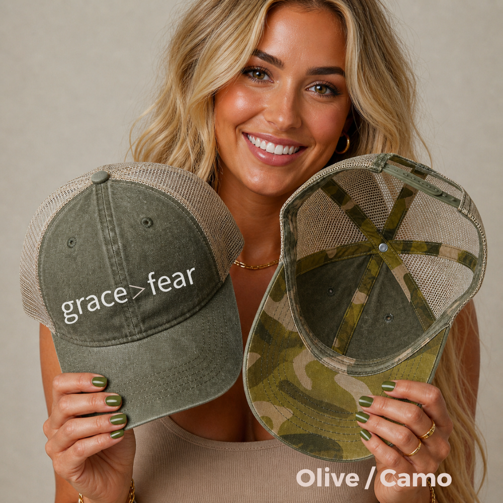 Embroidered Grace is greater than Fear Hat (Cream)