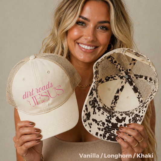 Embroidered Dirt Roads and Jesus Hat (Hot Pink)