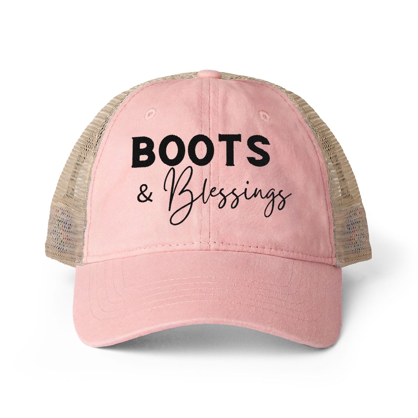 Embroidered Boots and Blessings Hat (Black)