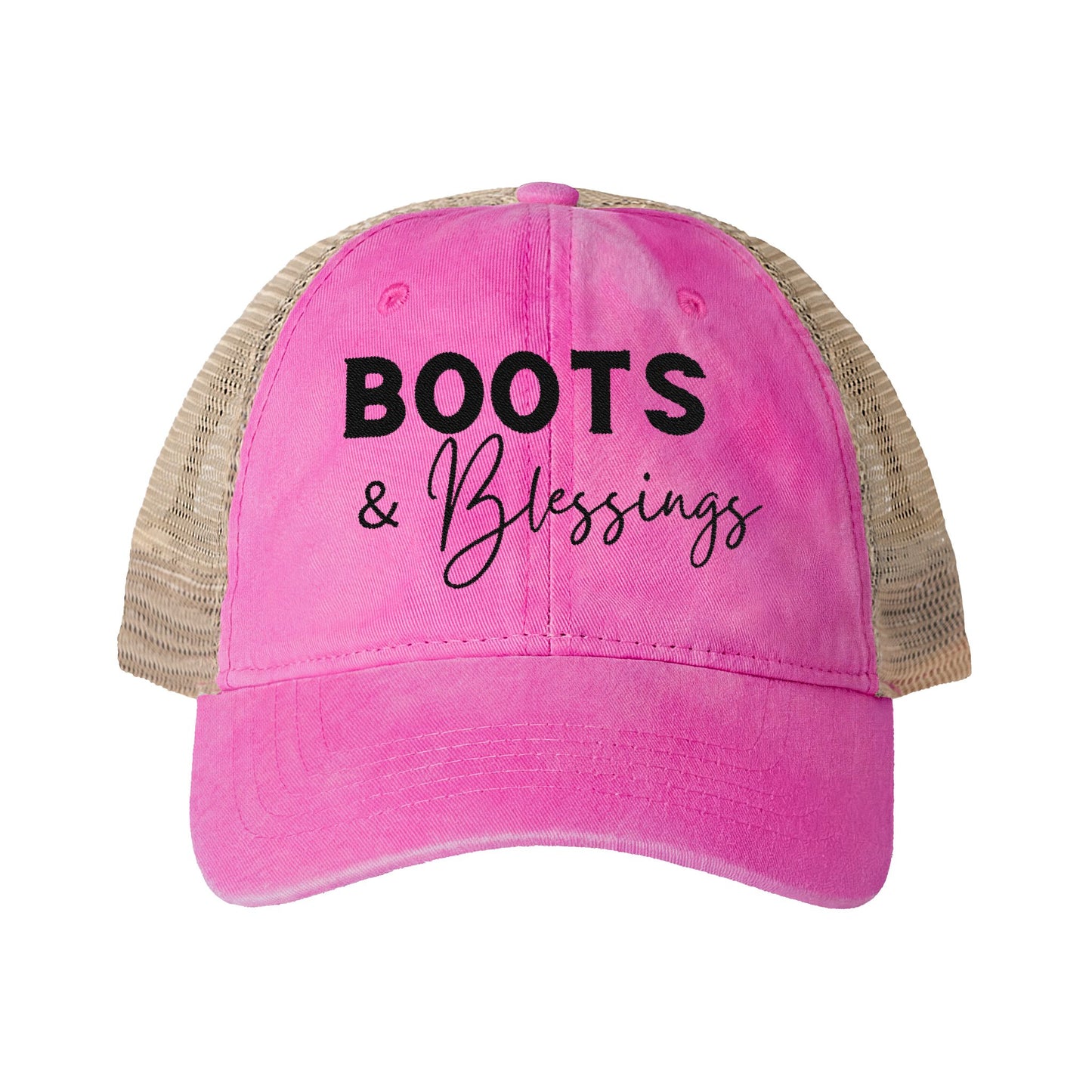 Embroidered Boots and Blessings Hat (Black)