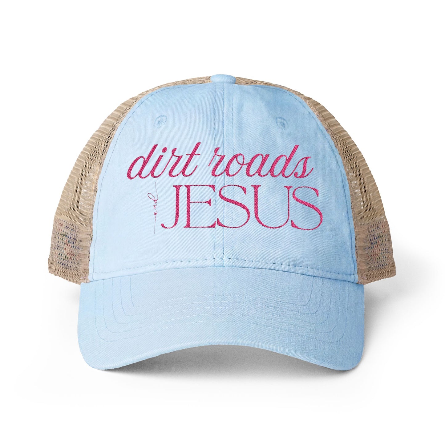 Embroidered Dirt Roads and Jesus Hat (Hot Pink)