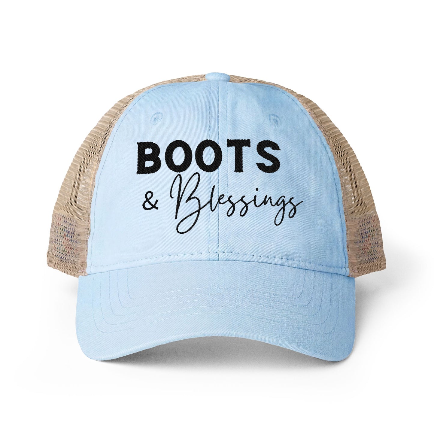 Embroidered Boots and Blessings Hat (Black)