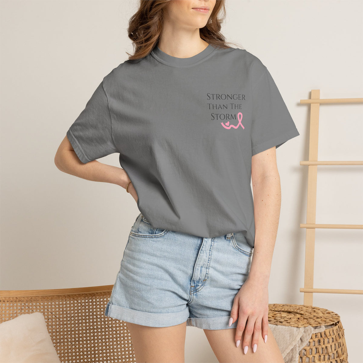 Stronger Than the Storm Tee - Breast Cancer Awareness