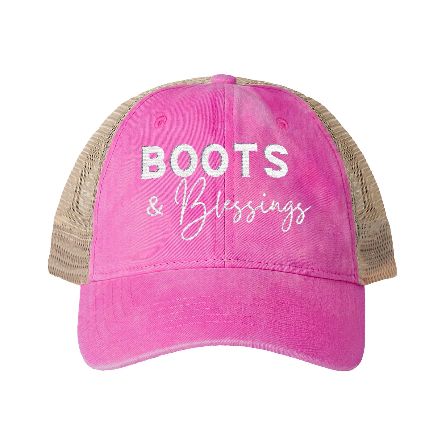 Embroidered Boots and Blessings Hat (Cream)