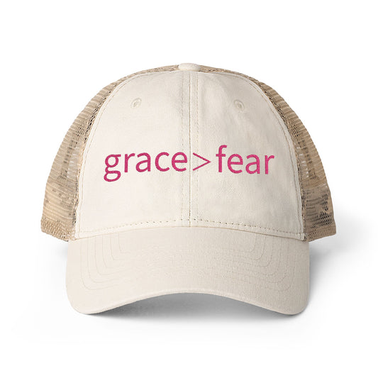Embroidered Grace is greater than Fear Hat (Hot Pink)
