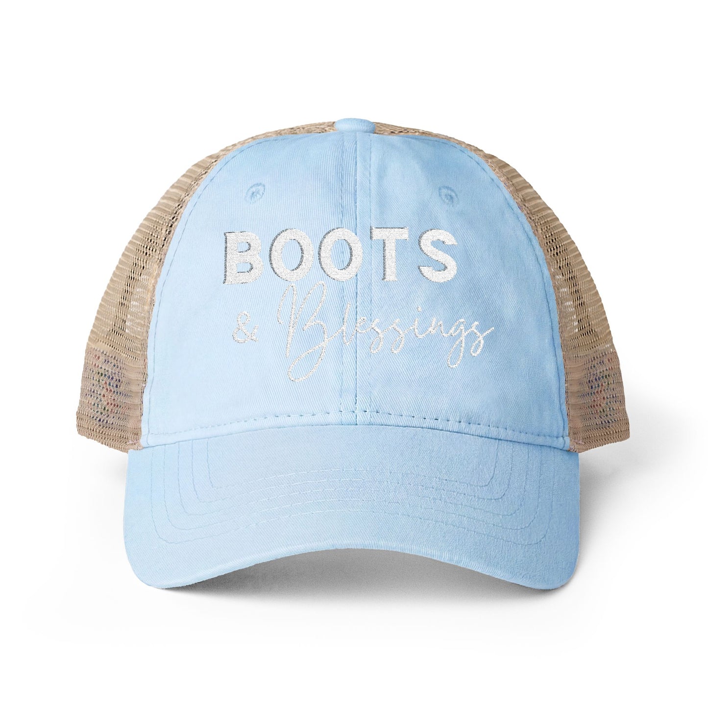 Embroidered Boots and Blessings Hat (Cream)